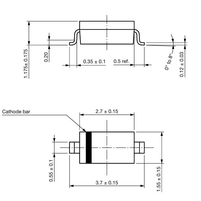 1N4148W SOD-123 Package Dimension